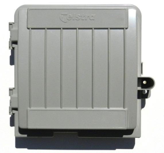 Figure 51 Typical PCDs that are not the network boundary Telstra FTTP (optical fibre) splice box NBN Co FTTP (optical fibre) splice box This box is 260 H x 250 W x 72 D Standard Telstra HFC (coaxial)