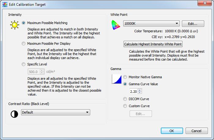 41 NEC DISPLAY WALL CALIBRATOR - USER S GUIDE Edit Calibration Target Configuration dialog The Edit Edit Calibration Target dialog is accessed by clicking the Edit.
