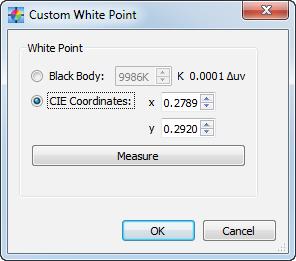 44 NEC DISPLAY WALL CALIBRATOR - USER S GUIDE Custom White Point dialog The Custom White Point dialog is accessed by clicking the Edit.