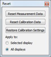 54 NEC DISPLAY WALL CALIBRATOR - USER S GUIDE Reset panel This panel is used to reset and restore measurements and settings.