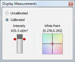 55 NEC DISPLAY WALL CALIBRATOR - USER S GUIDE Display Measurements panel This panel shows the measured White Point values from the color sensor taken during the Measurement and Calibration operations.