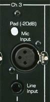 3.2.1.2. Input Sockets and Controls The example on the right shows the input connections on a typical mixer. This mixer has two input sockets XLR mic-level inputs 6.5mm jack line-level inputs.