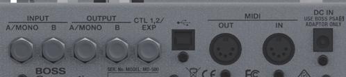 Inserting an External Effect Unit You can connect an external effect unit between the OUTPUT A jack and INPUT B jack, and use it in conjunction with the MD-500 s effect (insert loop function).