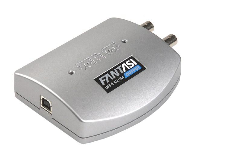 DTU-205 FantASI USB-2 ASI/SDI Output Adapter Convenient, compact USB adapter that can be used to generate either MPEG 2 transport streams (DVB-ASI), or uncompressed serial digital video (SDI)