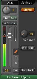 The current setting is also visible with closed channel settings, because knob and small fader are always synchronized.