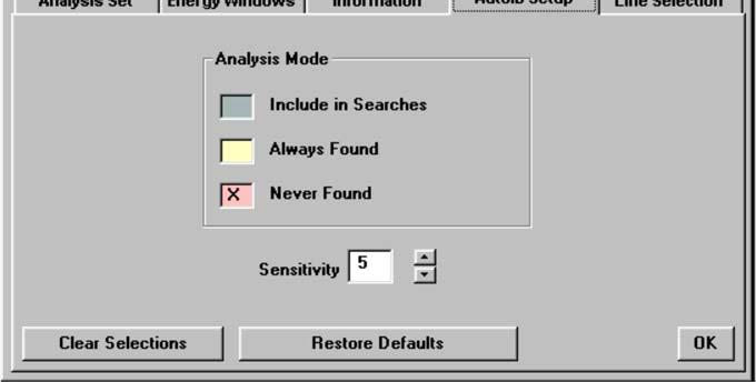 Each time you run AutoID, the selected elements will be included in the Analysis Set. Each element you select will display in yellow.
