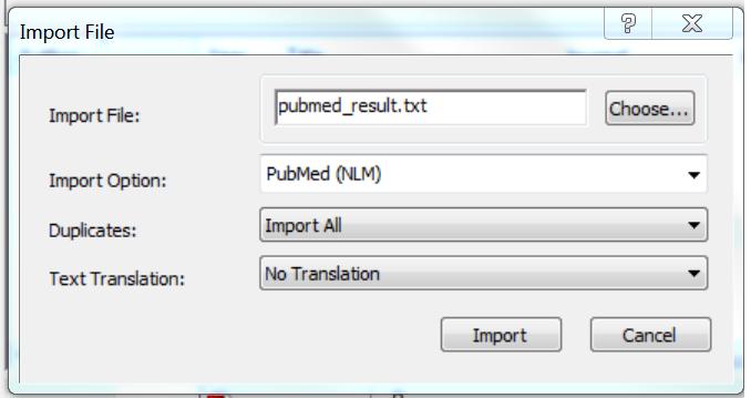 o Change the Duplicates setting if you wish and Text Translation if necessary. o Click on the Import button. All the citations should successfully be added.