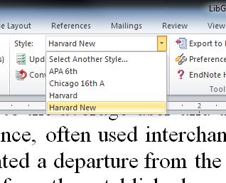 XI. Changing to a new output style in a completed paper 1. You can change to a new output style at any time by using the dropdown menu in the EndNote tab in Word.