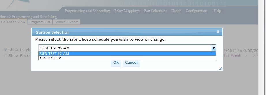 Once you have logged in, choose View or Change my Schedules (see Example #2) You will be prompted to Please select the site whose schedule you wish to view or change.