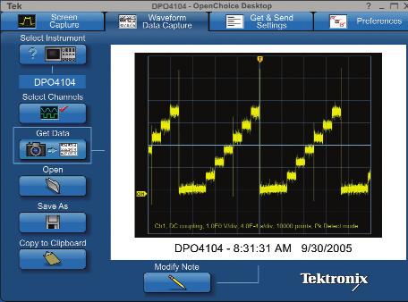 OpenChoice Desktop Standard software seamlessly connects the oscilloscope to a PC.