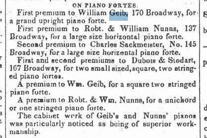 NY Spectator, Oct. 23 rd, 1830 Of interest is the note of recognition of Nunns both years for the unichord design piano. Charles P.