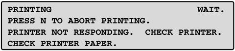 Scanner Operations If the printer does not respond or fails during printing, the Scanner displays this additional message on lines 3 and 4 (Figure 23). Figure 23.