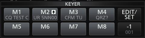4 RECEIVING AND TRANSMITTING Operating CW (Continued) DDSending from the Memory keyer (KEYER) You can send preset characters using the Memory keyer function. Sending 1.