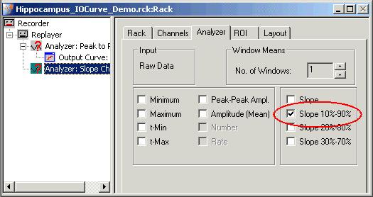 MC_Rack Tutorial: MEA Application Examples Select checkbox slope 10% / 90%.