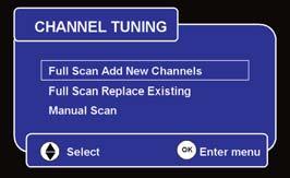 Full Scan Replace Existing Channels deletes your current channel line up, then scans the airwaves for new channels and creates a new line up. Manual Scan is a service for engineers.