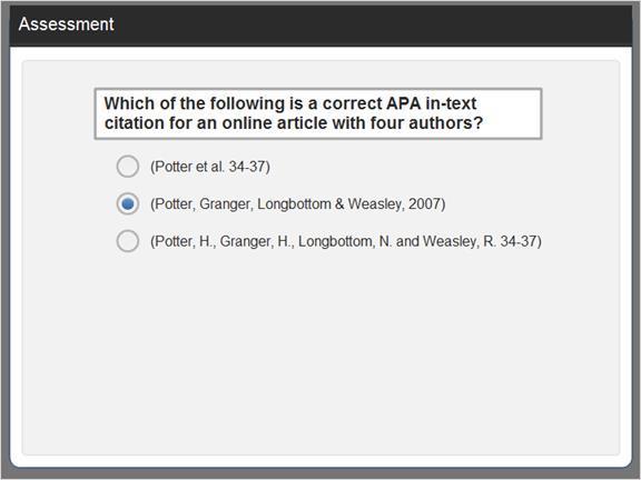 2.4.7 Assessment Choose the proper APA