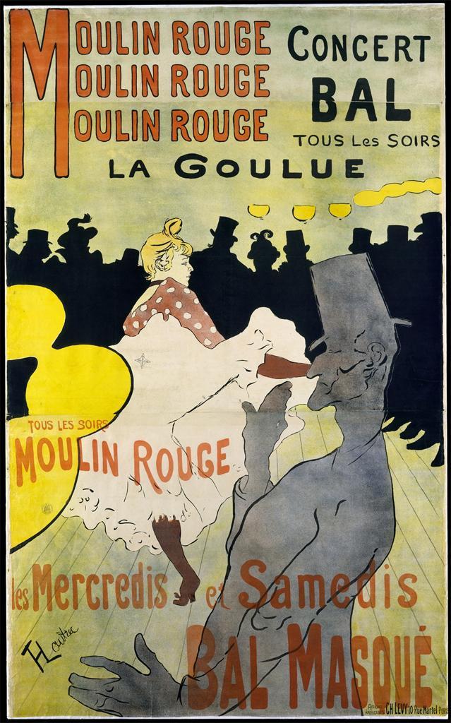 Figure 1. Toulouse-Lautrec, H. de (1891) Moulin Rouge: La Goulue. Lithograph printed in four colors. Three sheets of wove paper, 189.99 cm x 116.51 cm.