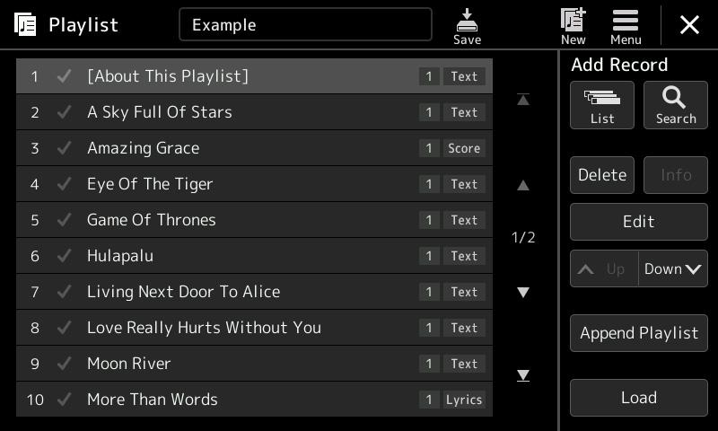 8 Playlist Contents Importing Music Finder Records to the Playlist.