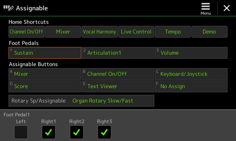 11 Controller Function Settings Contents Assigning Specific Functions to the Pedals and Panel Buttons (Assignable)... 125 Assignable Functions.