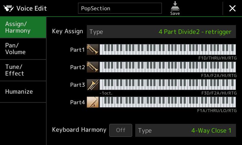 Editing Ensemble Voices (Voice Edit) In addition to enjoying the presets, you can create your original Ensemble Voice by editing various parameters as described here.