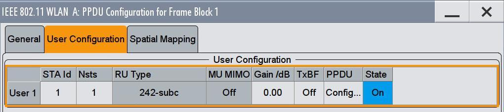 RU Selection values containing yyy such as e.g. 11000yyy indicate selections supporting multi-user MIMO. Please refer to section 8.2.5.2 for MIMO signal generation.