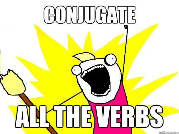 CONJUGATION: WHAT S THAT? From Encarta: to state the forms of a verb: A verb such as "to speak" ("to speak" is the infinitive form in English.
