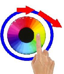 3. Now place your finger in the rainbow color wheel and start moving your finger clockwise to increase the blue color until it reaches your taste.
