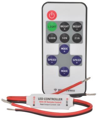 standards. Ensure that the rated load indicated is not exceeded. Installation The ILW2 controller can be employed to control Fluxia single colour LED tape operating from a 5-24Vdc power supply.