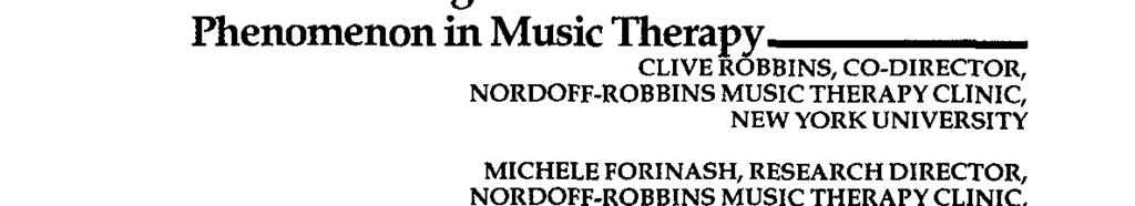 Music Therapy 1991, Vol. 10, No.