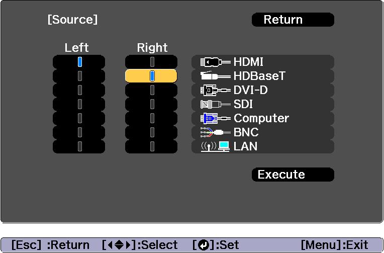 b You cn perform the sme opertions from the configurtion menu. s Settings - Split Screen p.131 Press the [Menu] button. The Split Screen Setup screen is displyed.