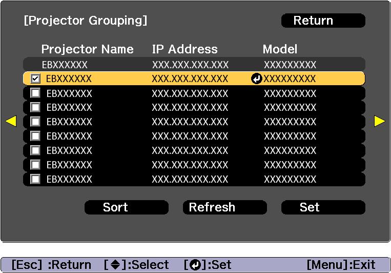 Multi-Projection Function 92 d Select the projectors tht will be used for tiling, nd then press the [ ] button. g Select Loction Setup, nd then press the [ ] button. The imge is positioned utomticlly.