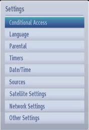 Settings Menu Operation, Conditional Access Configuring Your TV s Settings Detailed settings can be configured to suit your personal preferences.