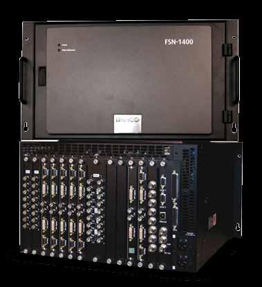 Mix/Effects (M/E) Card Dual Channel 2D DVE Card Dual Output 16-channel Multiviewer (MVR) Card FSN-1400 - Typical full configuration Passive rear connector I/O cards 8-Channel Native Output Card (NAC)