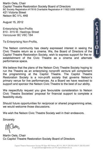 Appendix IX (Con t): Letters of Support The Capitol Theatre Restoration