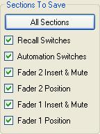 23.4.2 Sections to Save The Sections To Save section of the Take Snapshot window allows the selection of channel sections from both the automation and recall systems for inclusion in the new snapshot.