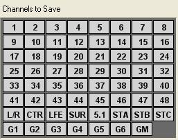 The channel Sections To Save include the following controls: Recall Switches: All recall settings including: Input/Output assignments Auxiliary Send routing Filter, Phase, LCR, and Solo Safe switch