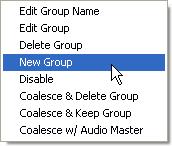 25.6.4 New Group To create a new group, select New Group from the Groups Menu. The Edit Group window will open allowing a new group to be created.