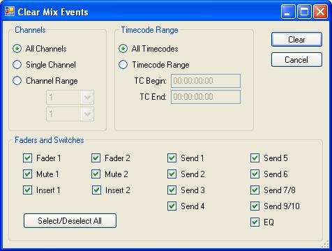 To clear mix data, highlight the desired mix and select Clear Mix Data from the Mix Tree Menu. The Clear Mix Event window will open.