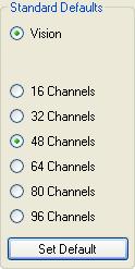 The Channel Mapping window has three (3) sections: Channel Map: Makes the connections between fader and 1068L modules and the PC software and sets the 0dB point for Master Faders Standard Defaults: