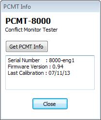 6. Using the Test Manager Software 6.4. PCMT Info Click on the PCMT Info menu item to open the PCMT Info window.