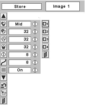 Image Level Menu Move the red frame pointer to an image icon to be set and then press the SELECT button.