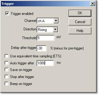 Dialog boxes 30 5 Dialog boxes 5.1 General 5.1.1 Trigger setup From the Settings menu, select Trigger.