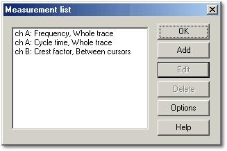 43 PicoScope User Guide 5.3.4 Measurement list dialog box From the Settings menu, select Measurements.