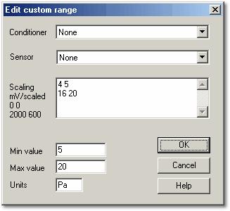 Dialog boxes 48 5.4.2 Edit custom range From the Custom range list dialog box, select a custom range, then click on Edit. You use this dialog box to add or edit a new custom range.