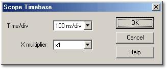 57 PicoScope User Guide 5.6.3 Scope Timebase From the Settings menu, select Timebase... This dialog box is used to set the timebase (the X axis) for the active oscilloscope window.