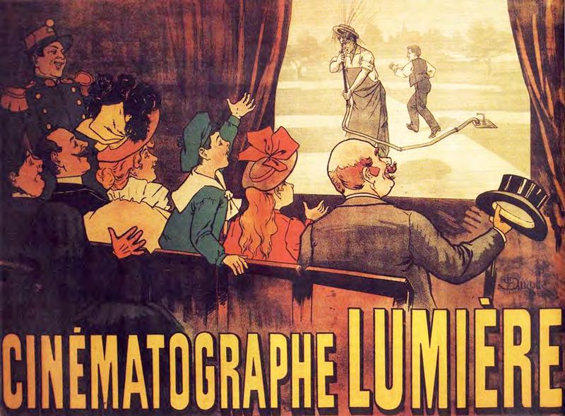The Lumière Filmed actualities A poster advertising the Lumières Cinématographe (1896).