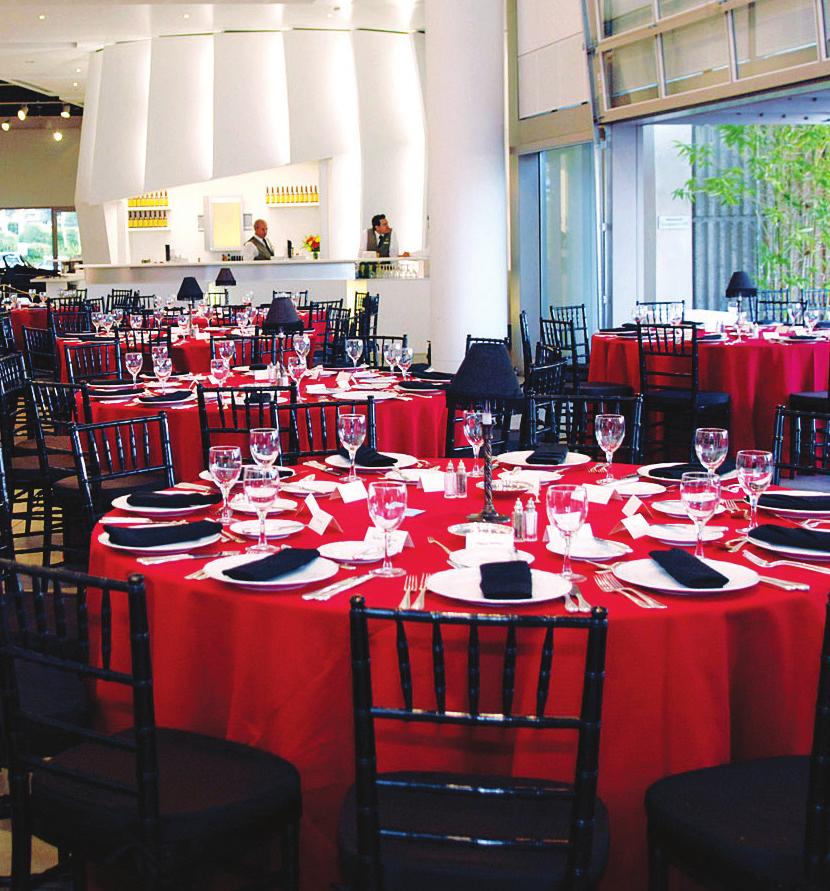 lectures, a spacious lobby for larger meetings and parties, and a large outdoor