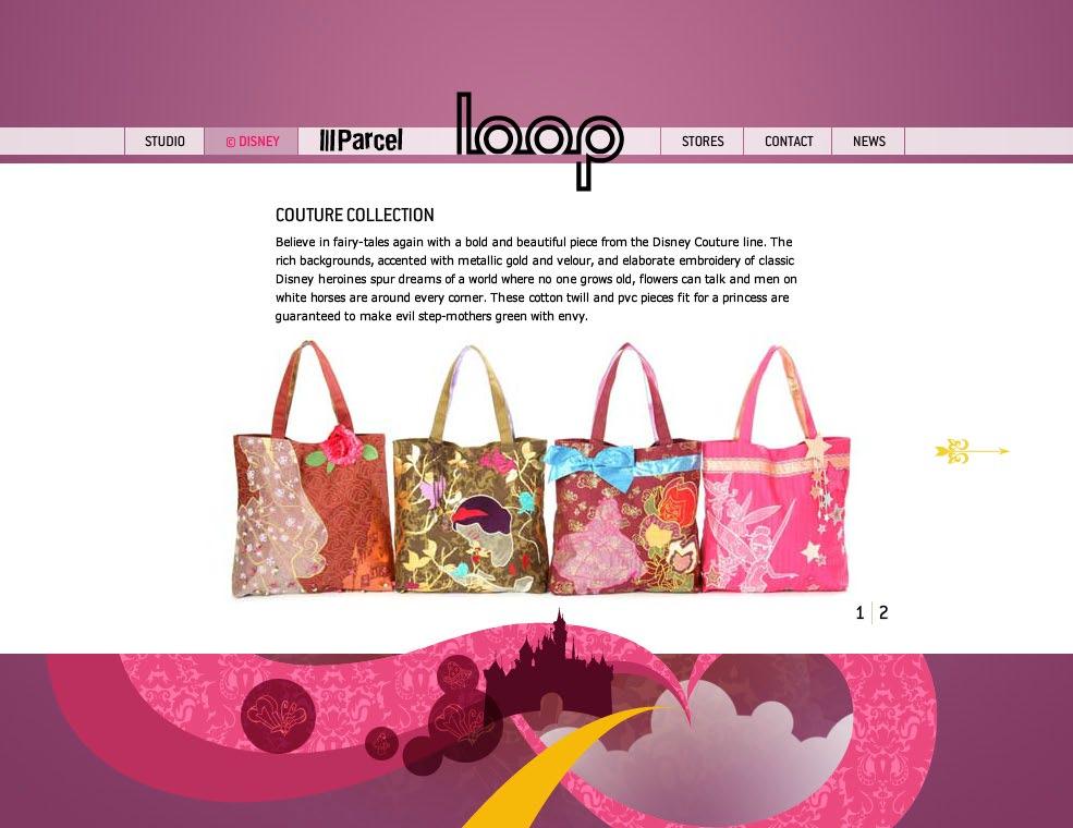 Fashion PROJECT background illustration for Flash site CLIENT LOOP NYC / DISNEY URL www.loopnyc.