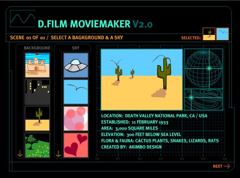 ONLINE GAME PROJECT Dfilm Moviemaker CLIENT DFilm Digital Film Festival URL www.dfilm.
