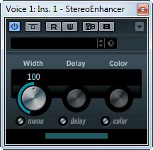 Spatial + Panner Plug-ins StereoEnhancer LE AI Elements Artist Nuendo Included with X X X X NEK This plug-in expands the stereo width of (stereo) audio material. It cannot be used with mono files.